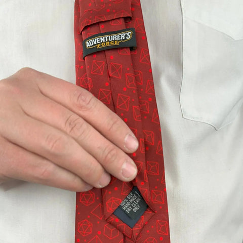 Red Dice Pattern Premium Necktie (Handmade, 100% Silk) - Adventurer's Forge