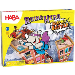 Rhino Hero: Super Battle - Dexterity Superheroes Board Game for Adults, Family, and Children (2-4 Players, Ages 5+) - HABA