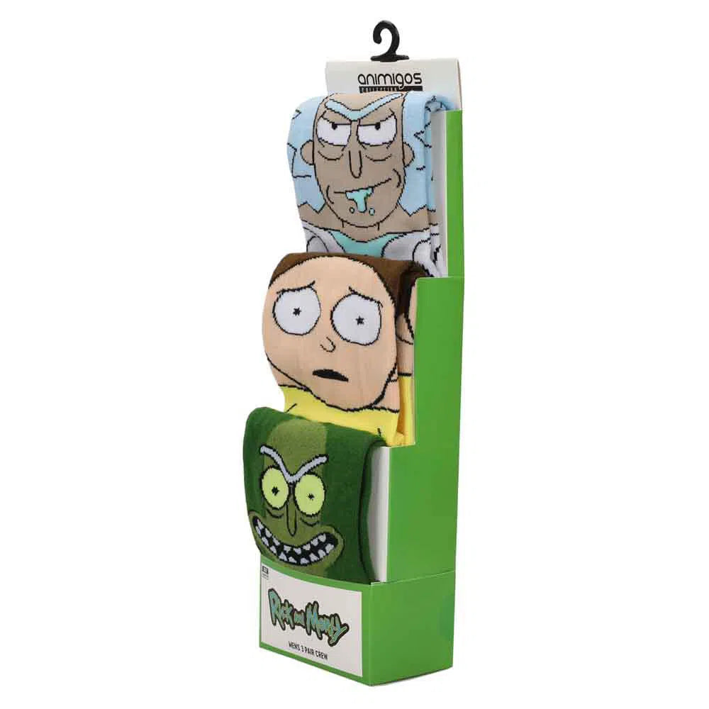 Rick and Morty - Animigos 360 Character Crew Socks (3 Pairs) - Bioworld