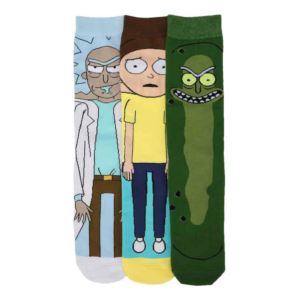 Rick And Morty Character Crew Socks 3 Pairs Bioworld Animigos rick-and-morty-character-crew-socks-3-pairs-bioworld-animigos