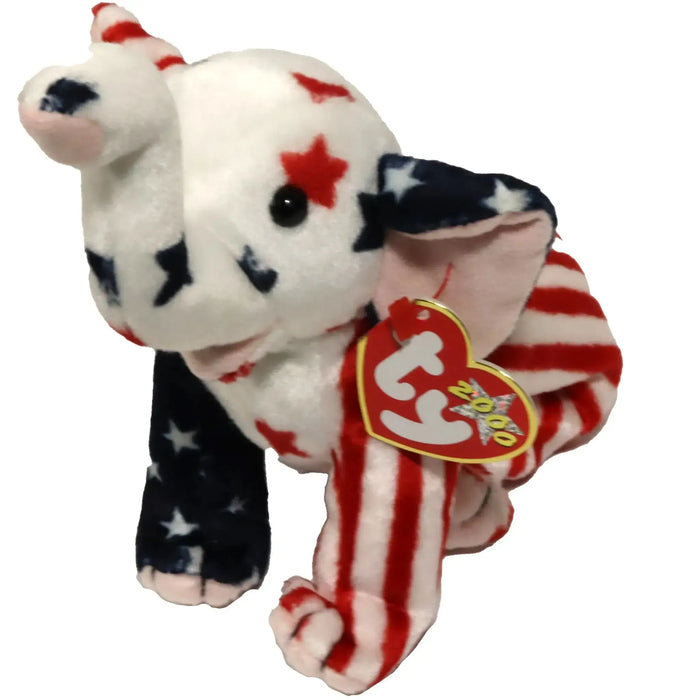 Righty 2000 the America Elephant Plush (8") - Ty - Original Beanie Babies Series (2000)