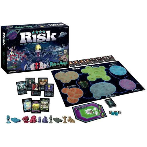 Risk: Rick and Morty Edition - Area Control War Board Game for Family and Adults (3-5 Players, Ages 17+) - USAopoly