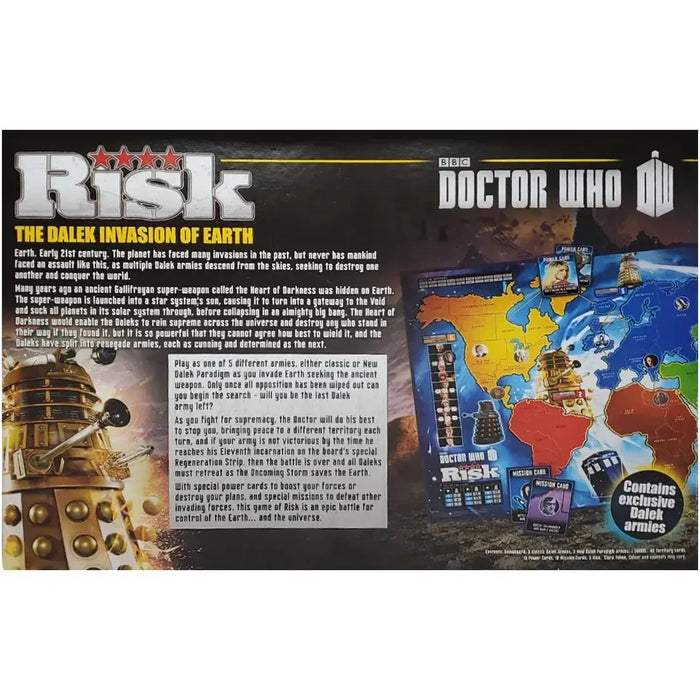 Risk: The Dalek Invasion of Earth [Doctor Who] - Area Control War Board Game for Family and Adults (2-5 Players, Ages 10+) - USAopoly