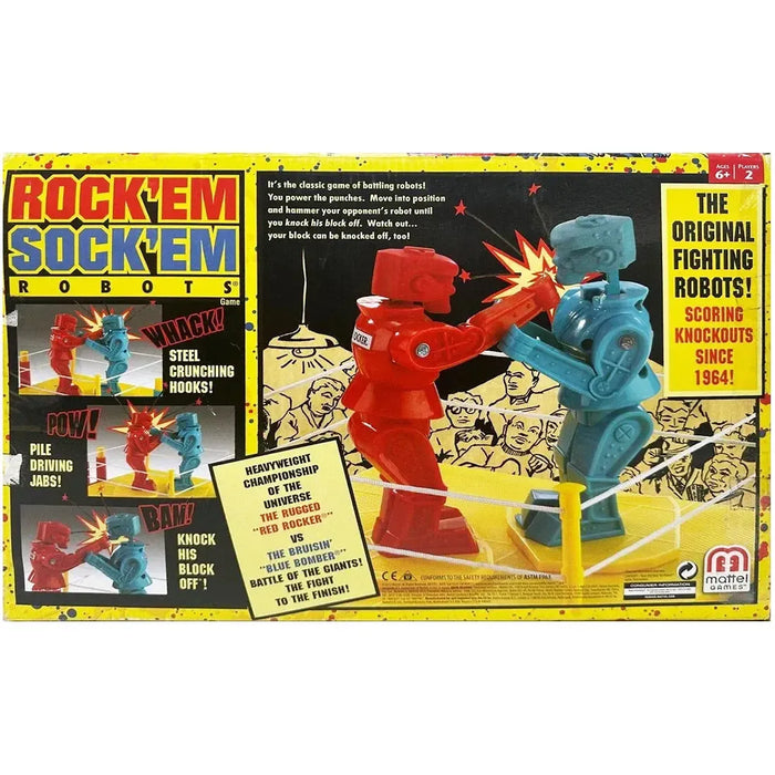 Rock 'Em Sock 'Em Robots: Red Rocker & Blue Bomber - Dexterity Action Game for Family, Adults, and Children (2 Player, Ages 6+) - Mattel Games