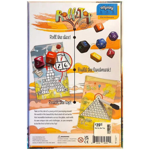 Roll to the Top  - Dice-Based Math Board Game for Family, Adults, and Children (2-5 Players, Ages 9+) - Allplay