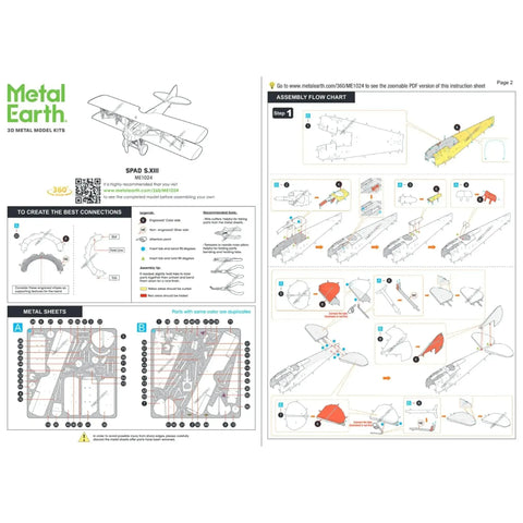 SPAD S.XIII Plane Figure Model Kit (1:58 Scale, Steel, Moderate Difficulty) - Fascinations - Metal Earth Series - (2024) - Image 9