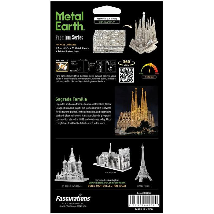 Sagrada Familia Basilica Building 3D Figure Model Kit (1:988 Scale, Steel, Hard Difficulty) - Fascinations - Metal Earth Premium Series - (2024)