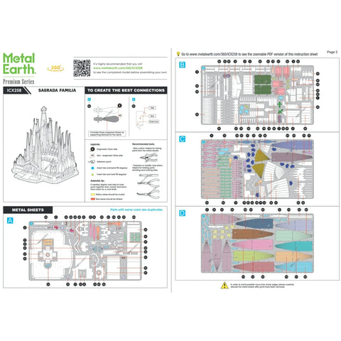 Sagrada Familia Basilica Building 3D Figure Model Kit (1:988 Scale, Steel, Hard Difficulty) - Fascinations - Metal Earth Premium Series - (2024) - Image 7