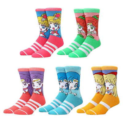 Sailor Moon - Sailor Guardians (Senshi) Striped Crew Socks (5 Pairs) - Bioworld