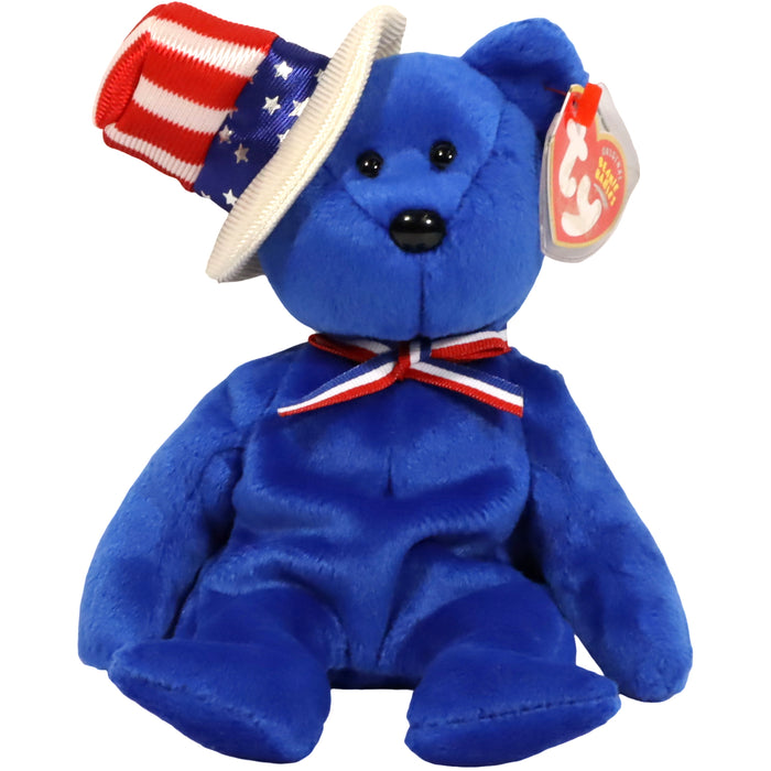 Sam the Bear Blue Patriotic Plush (9") - Ty - Original Beanie Babies Series - (2004)
