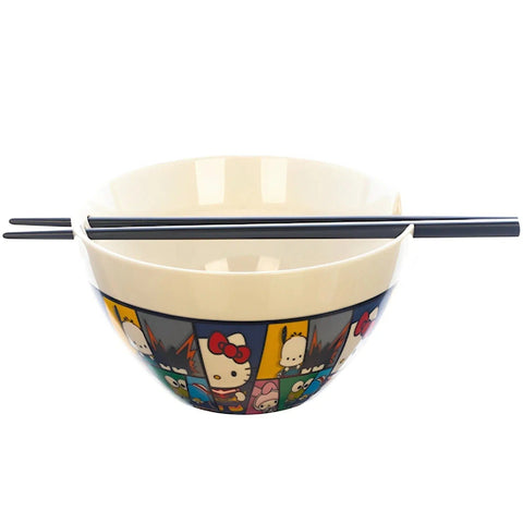 Sanrio [Hello Kitty] x My Hero Academia - Characters Ramen Bowl with Chopsticks (Ceramic, 20 oz.) - Bioworld