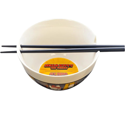 Sanrio [Hello Kitty] x My Hero Academia - Characters Ramen Bowl with Chopsticks (Ceramic, 20 oz.) - Bioworld
