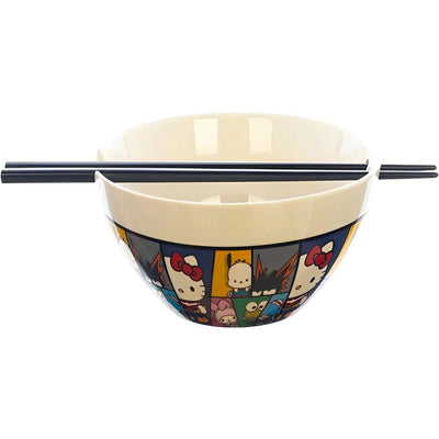 Sanrio [Hello Kitty] x My Hero Academia - Characters Ramen Bowl with Chopsticks (Ceramic, 20 oz.) - Bioworld