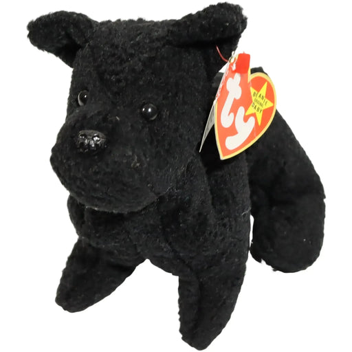 Scottie the Black Dog Plush (6", Style 4102) - Ty - Original Beanie Babies Series (1996)