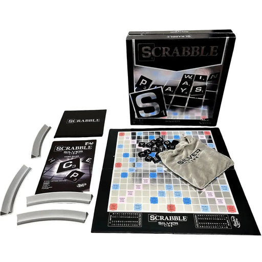 Scrabble: Silver Line EditionFinger - Competitive Word Board Game for Family, Adults, and Children (2-4 Players, Ages 8+) - Hasbro Gaming - (2016)
