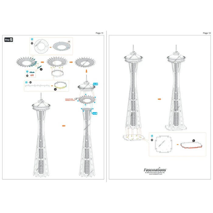 Seattle - 1962 World's Fair Space Needle Building 3D Figure Model Kit (1:900 Scale, Steel, Hard Difficulty) - Fascinations - Metal Earth Premium Series - (2024)