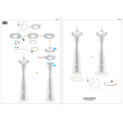 Seattle - 1962 World's Fair Space Needle Building 3D Figure Model Kit (1:900 Scale, Steel, Hard Difficulty) - Fascinations - Metal Earth Premium Series - (2024) - Image 12