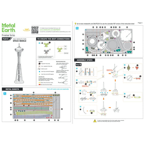 Seattle - 1962 World's Fair Space Needle Building 3D Figure Model Kit (1:900 Scale, Steel, Hard Difficulty) - Fascinations - Metal Earth Premium Series - (2024) - Image 7