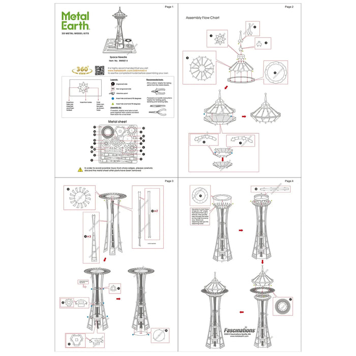 Seattle - Space Needle Building Figure Model Kit (Steel, Easy Difficulty) - Fascinations - Metal Earth Series - (2023)