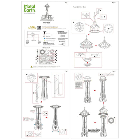 Seattle - Space Needle Building Figure Model Kit (Steel, Easy Difficulty) - Fascinations - Metal Earth Series - (2023)