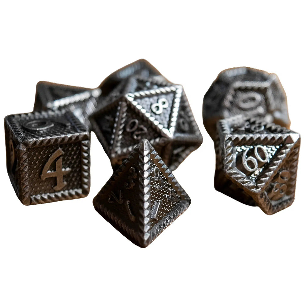 Serrated Metal 7-Piece Polyhedral Dice Set - Game Master Dice