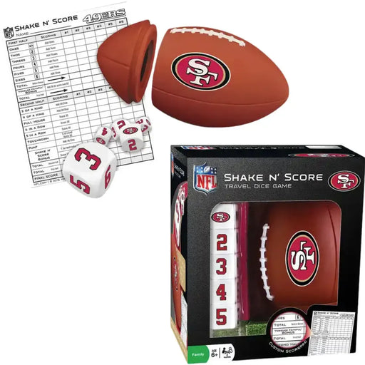 Shake N' Score [NFL: San Francisco 49ers] - Football Sports Travel Dice Game for Family, Adults and Children (Players 2+, Ages 6+) - MasterPieces