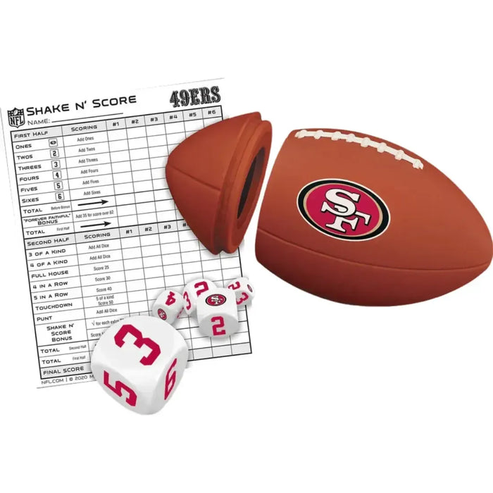 Shake N' Score [NFL: San Francisco 49ers] - Football Sports Travel Dice Game for Family, Adults and Children (Players 2+, Ages 6+) - MasterPieces