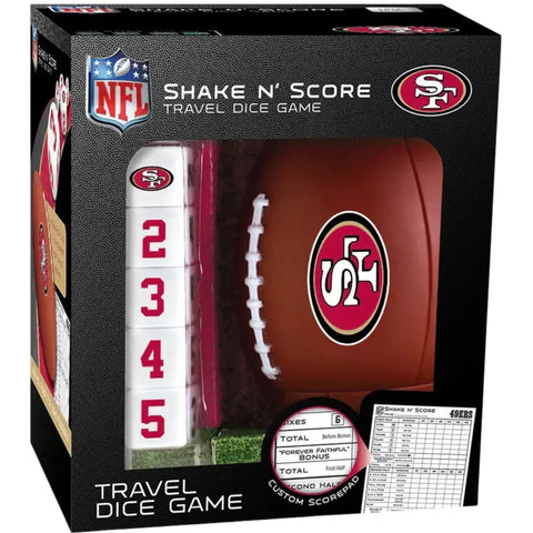 Shake N' Score [NFL: San Francisco 49ers] - Football Sports Travel Dice Game for Family, Adults and Children (Players 2+, Ages 6+) - MasterPieces