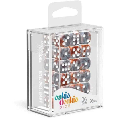 Silver Rust D6 Dice Set (36 Dice, 12mm, Silver & Brown) - Oakie Doakie Dice