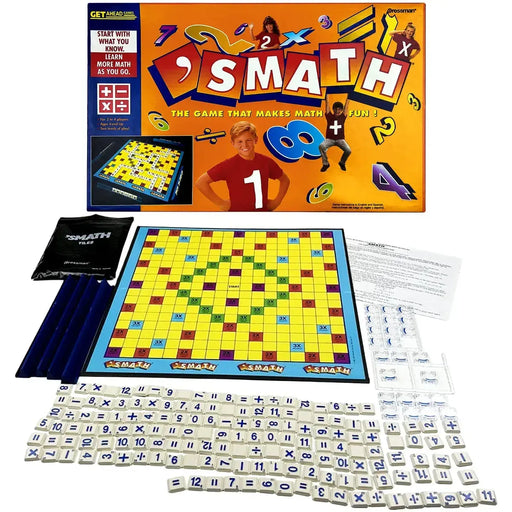Smath: The Game That Makes Math Fun! - Tile Placement Math Board Game for Family, Adults, and Children (2-4 Players, Ages 6+) - Pressman Toy Corporation (1992)