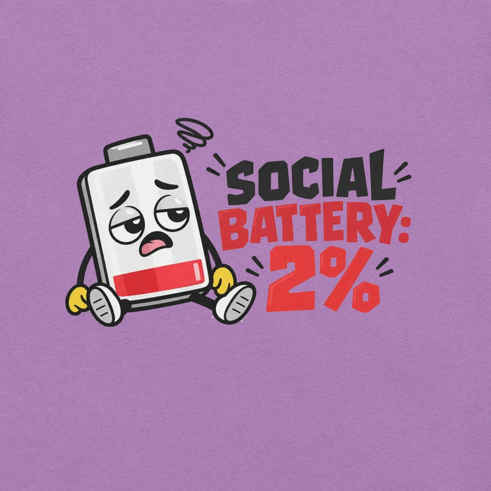 Social Battery 2% T-Shirt - Funny Introvert Graphic Tee
