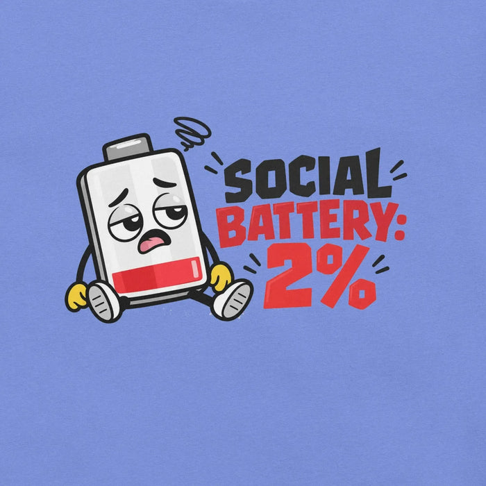Social Battery 2% T-Shirt - Funny Introvert Graphic Tee