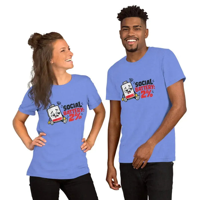 Social Battery 2% T-Shirt - Funny Introvert Graphic Tee