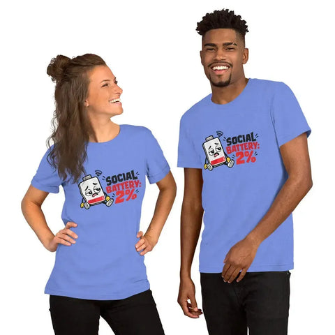 Social Battery 2% T-Shirt - Funny Introvert Graphic Tee - Image 16