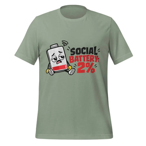 Social Battery 2% T-Shirt - Funny Introvert Graphic Tee - Image 17