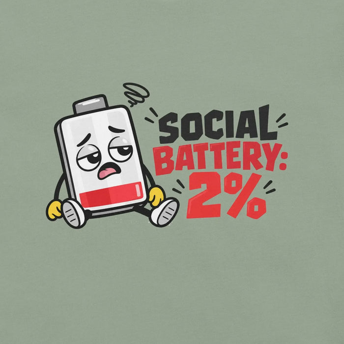 Social Battery 2% T-Shirt - Funny Introvert Graphic Tee