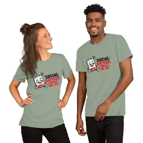 Social Battery 2% T-Shirt - Funny Introvert Graphic Tee - Image 20
