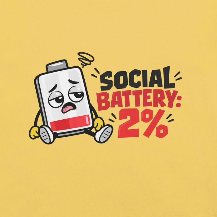 Social Battery 2% T-Shirt - Funny Introvert Graphic Tee