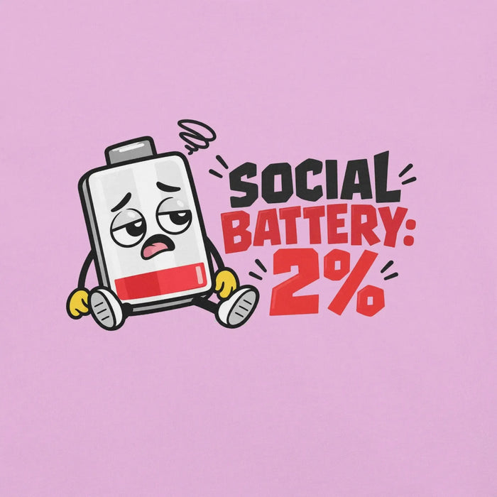 Social Battery 2% T-Shirt - Funny Introvert Graphic Tee