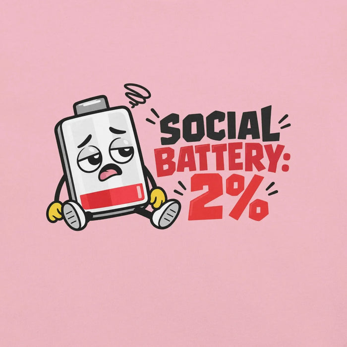 Social Battery 2% T-Shirt - Funny Introvert Graphic Tee