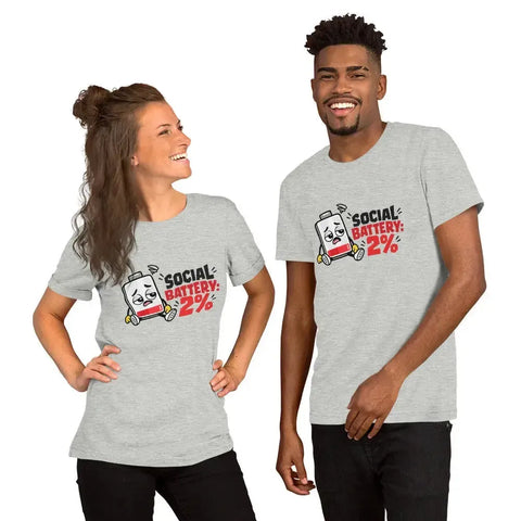 Social Battery 2% T-Shirt - Funny Introvert Graphic Tee - Image 40