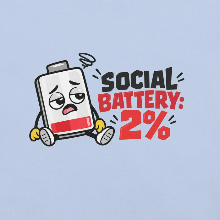 Social Battery 2% T-Shirt - Funny Introvert Graphic Tee