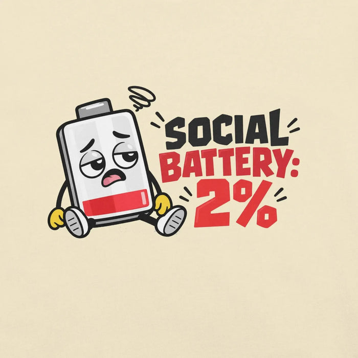 Social Battery 2% T-Shirt - Funny Introvert Graphic Tee