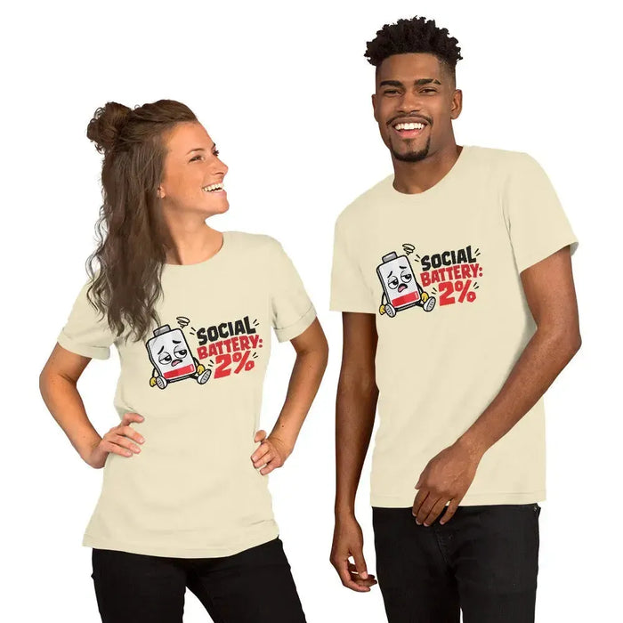 Social Battery 2% T-Shirt - Funny Introvert Graphic Tee