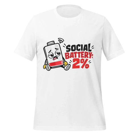 Social Battery 2% T-Shirt - Funny Introvert Graphic Tee - Image 49