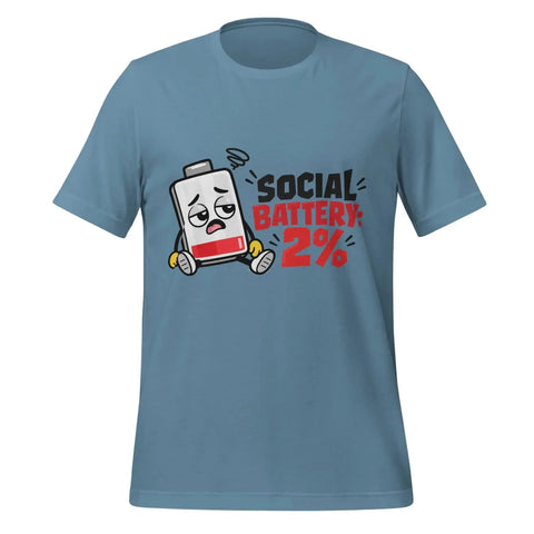 Social Battery 2% T-Shirt - Funny Introvert Graphic Tee - Image 5