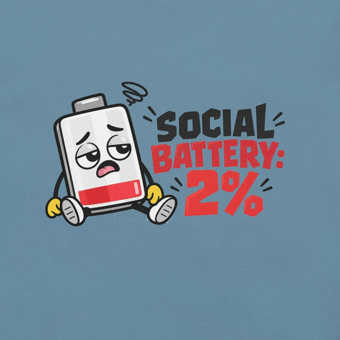 Social Battery 2% T-Shirt - Funny Introvert Graphic Tee