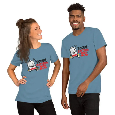 Social Battery 2% T-Shirt - Funny Introvert Graphic Tee - Image 8