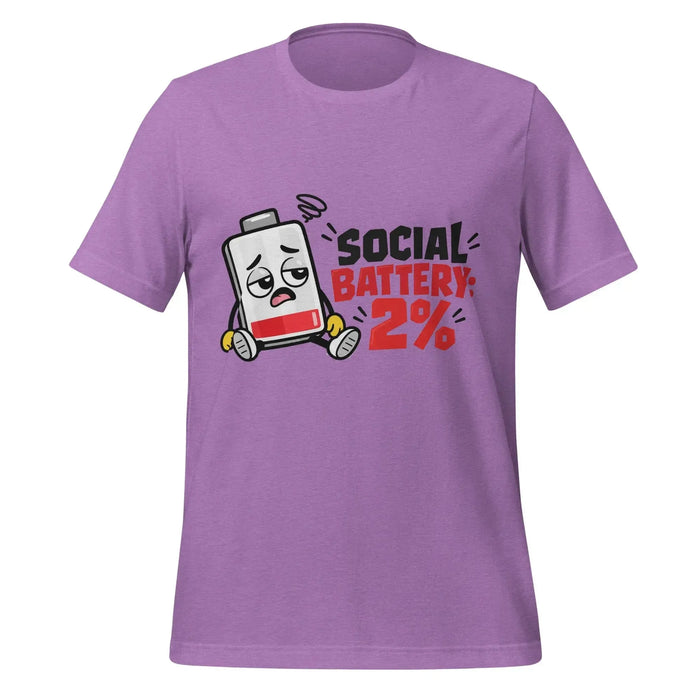 Social Battery 2% T-Shirt - Funny Introvert Graphic Tee