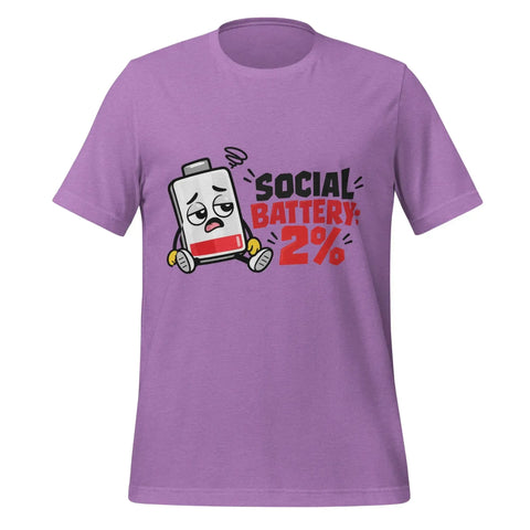 Social Battery 2% T-Shirt - Funny Introvert Graphic Tee - Image 9